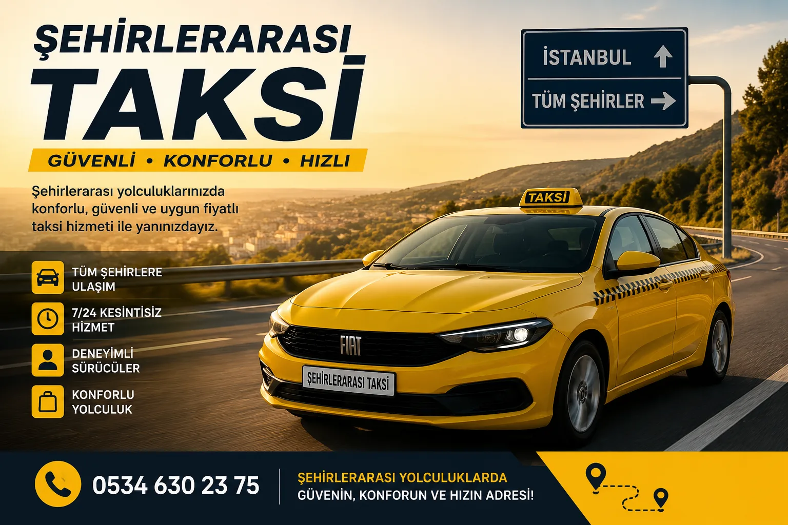 7/24 Güvenli Seyahat sehirler arasi korsan taksi